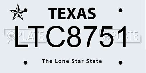 LTC8751 Texas License Plate