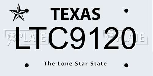 LTC9120 Texas License Plate