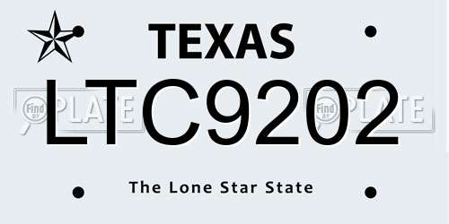 LTC9202 Texas License Plate