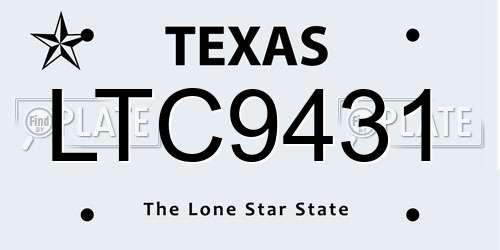 LTC9431 Texas License Plate