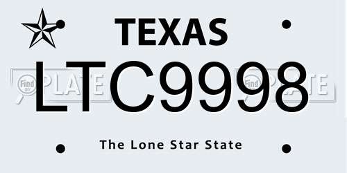 LTC9998 Texas License Plate