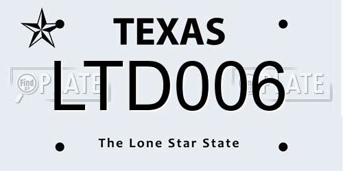 LTD006 Texas License Plate