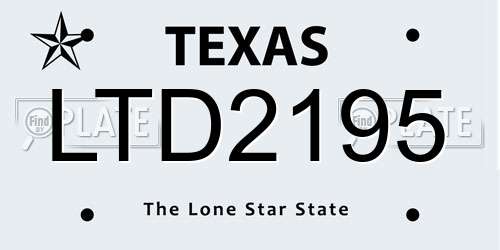 LTD2195 Texas License Plate