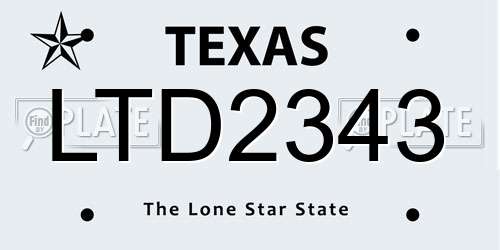 LTD2343 Texas License Plate