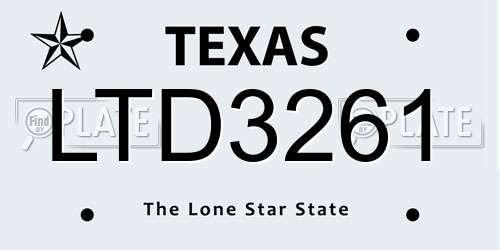 LTD3261 Texas License Plate