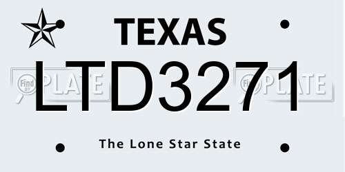 LTD3271 Texas License Plate