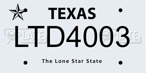 LTD4003 Texas License Plate