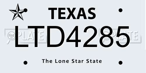 LTD4285 Texas License Plate