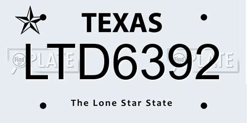 LTD6392 Texas License Plate