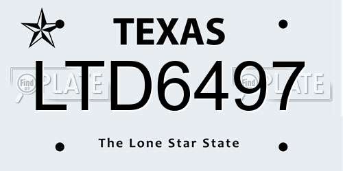 LTD6497 Texas License Plate