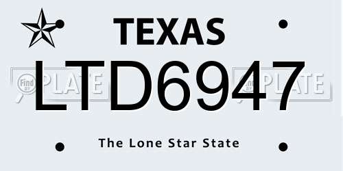 LTD6947 Texas License Plate