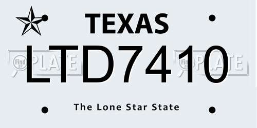 LTD7410 Texas License Plate