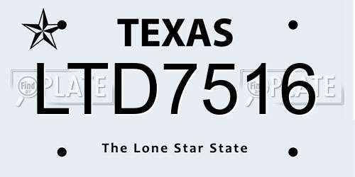 LTD7516 Texas License Plate