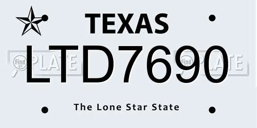LTD7690 Texas License Plate