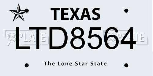 LTD8564 Texas License Plate