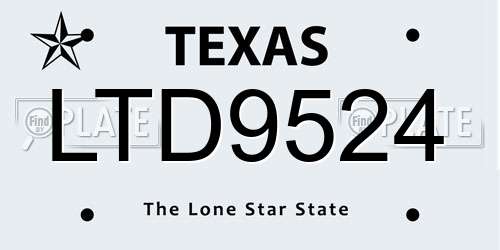LTD9524 Texas License Plate