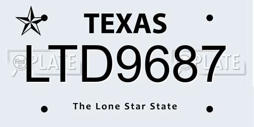 LTD9687 Texas License Plate