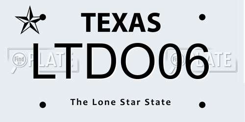 LTDO06 Texas License Plate
