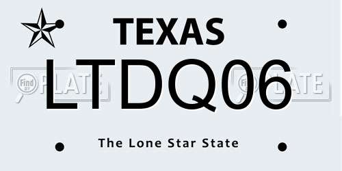LTDQ06 Texas License Plate