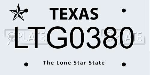 LTG0380 Texas License Plate