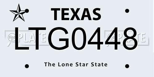 LTG0448 Texas License Plate