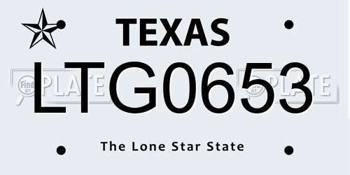 LTG0653 Texas License Plate