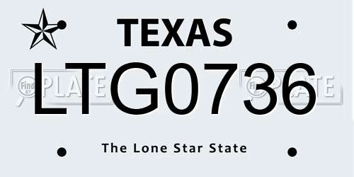 LTG0736 Texas License Plate