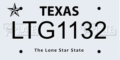 LTG1132 Texas License Plate