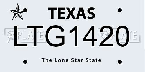 LTG1420 Texas License Plate