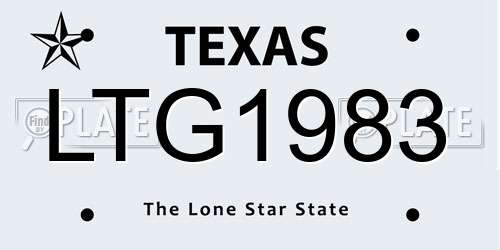 LTG1983 Texas License Plate