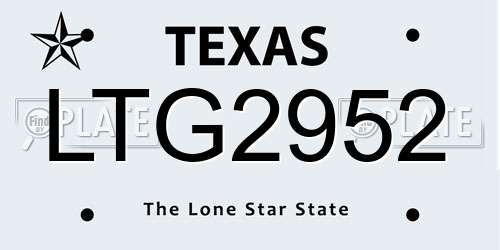 LTG2952 Texas License Plate