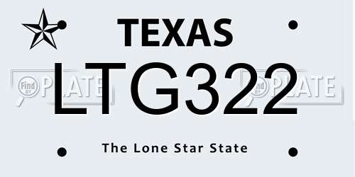 LTG322 Texas License Plate