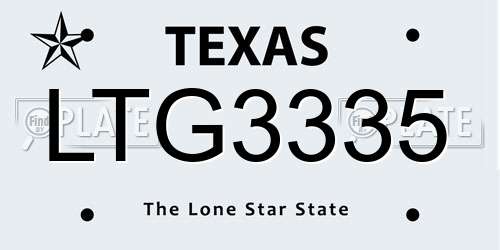 LTG3335 Texas License Plate