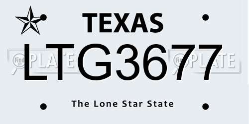 LTG3677 Texas License Plate