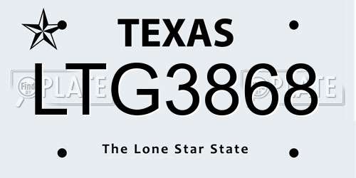LTG3868 Texas License Plate