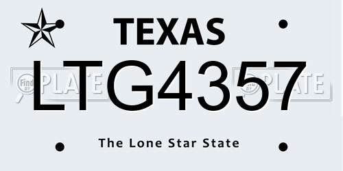 LTG4357 Texas License Plate