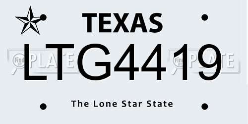 LTG4419 Texas License Plate