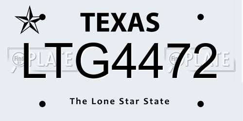 LTG4472 Texas License Plate