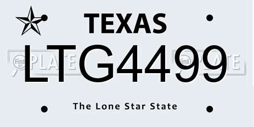 LTG4499 Texas License Plate