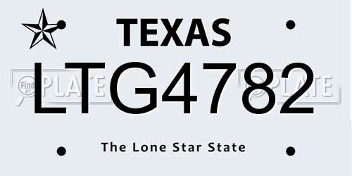 LTG4782 Texas License Plate