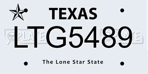 LTG5489 Texas License Plate