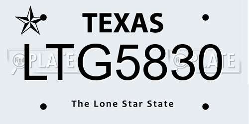 LTG5830 Texas License Plate