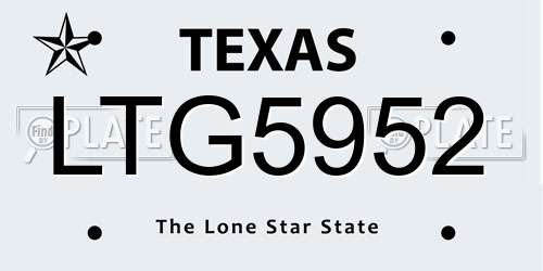 LTG5952 Texas License Plate