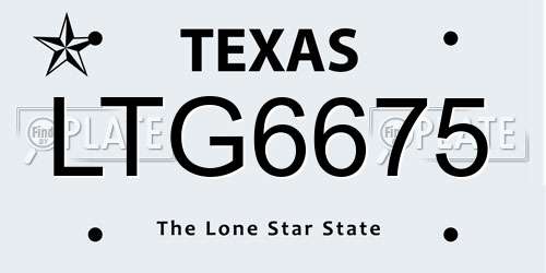 LTG6675 Texas License Plate