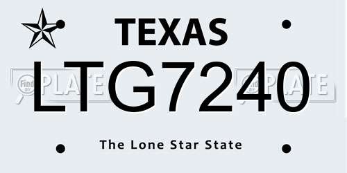LTG7240 Texas License Plate