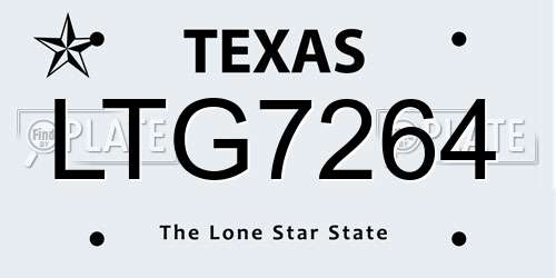 LTG7264 Texas License Plate