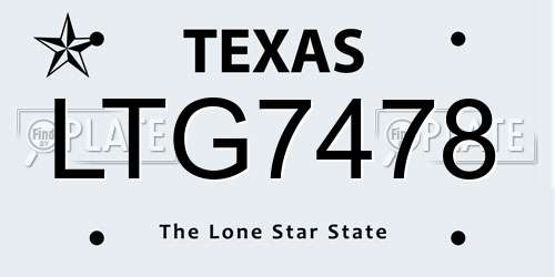 LTG7478 Texas License Plate