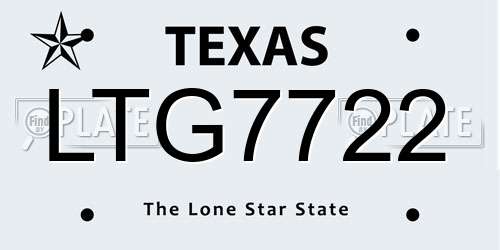 LTG7722 Texas License Plate