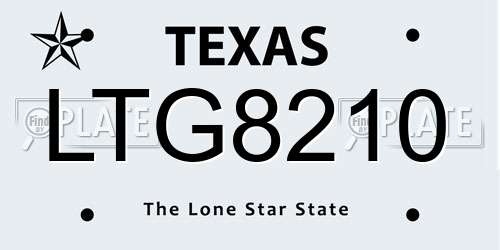 LTG8210 Texas License Plate