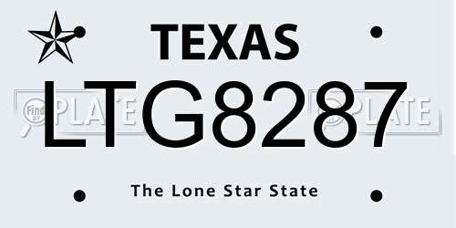LTG8287 Texas License Plate
